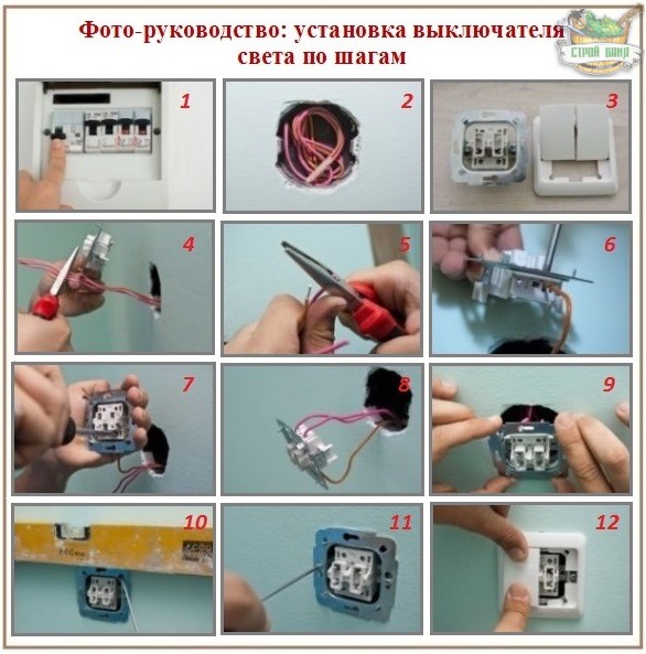 Подключение выключателя с одной клавишей схема. Как подключить лампочку через выключатель: схемы и правила подключения